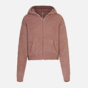 Skims Teddy Cropped Hoodie Womens Jacket Gray dustt rose Sherpa Dolman Soft